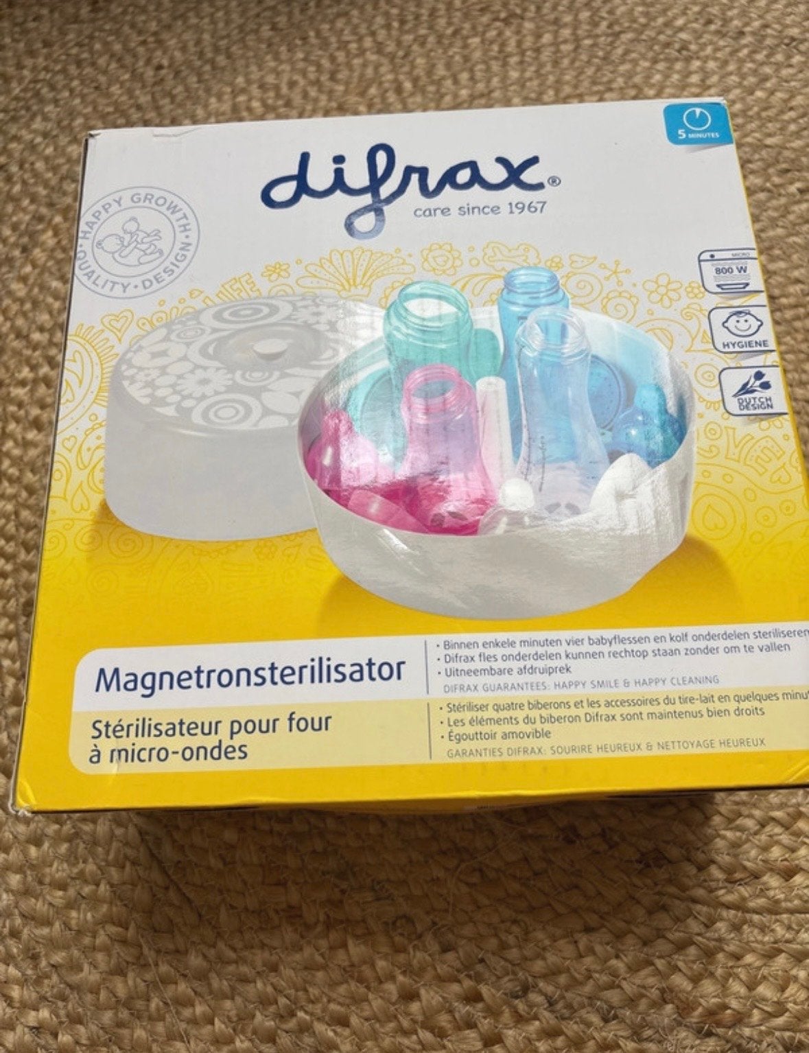 Difrax Magnetronsterilisator voor babyflessen, Ophalen of Verzenden, Zo goed als nieuw, Sterilisator, Difrax