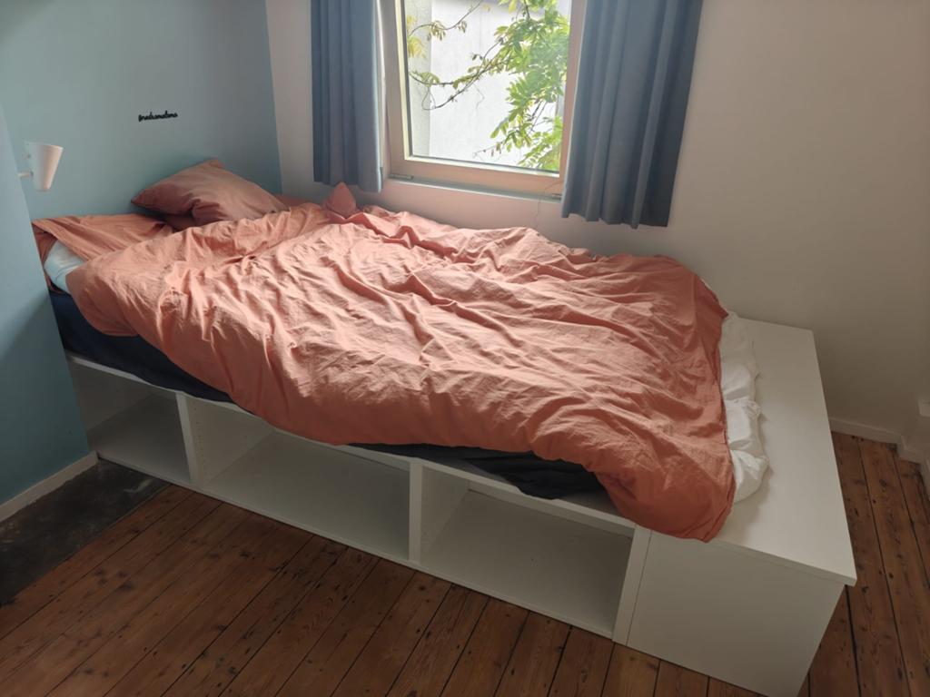 IKEA PLATSA bedframe met opbergruimte, Ophalen, Overige materialen, Gebruikt, 90 cm