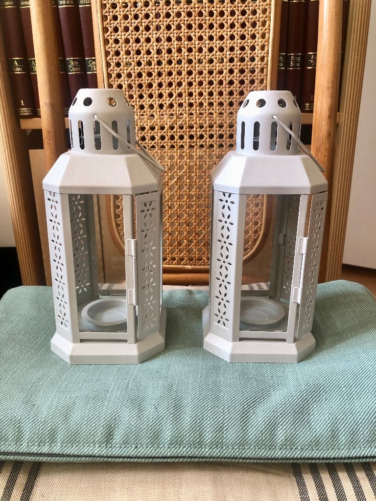 IKEA ‘ENRUM’ witte lantaarns/windlichten – binnen & buiten, Lantaarn, Wit, IKEA, Ophalen of Verzenden