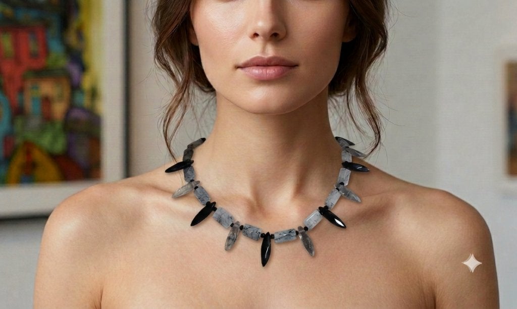 Prachtige Ketting Unieke Fluoriet Agaat Toermalijn Tribal, Sieraden, Tassen en Uiterlijk, Kettingen, Zwart, Nieuw, Ophalen of Verzenden