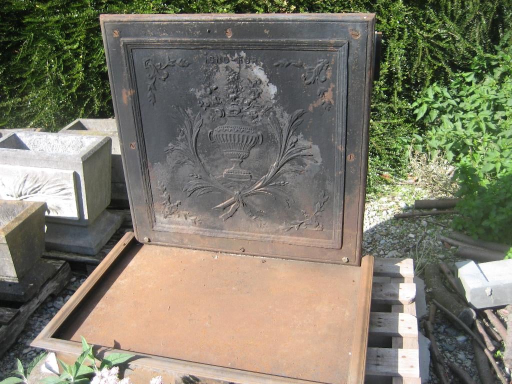 mooie grote oude gietijzeren haardplaat, Antiek en Kunst, Ophalen