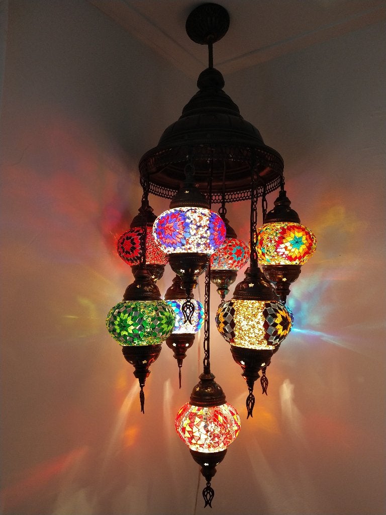 Oosterse Arabische kroonluchter hanglamp glasmozaiek set 9, Huis en Inrichting, Lampen | Hanglampen, Oosters Arabisch 1001nacht Boho Ibiza Marrakech Marokkaans Turks