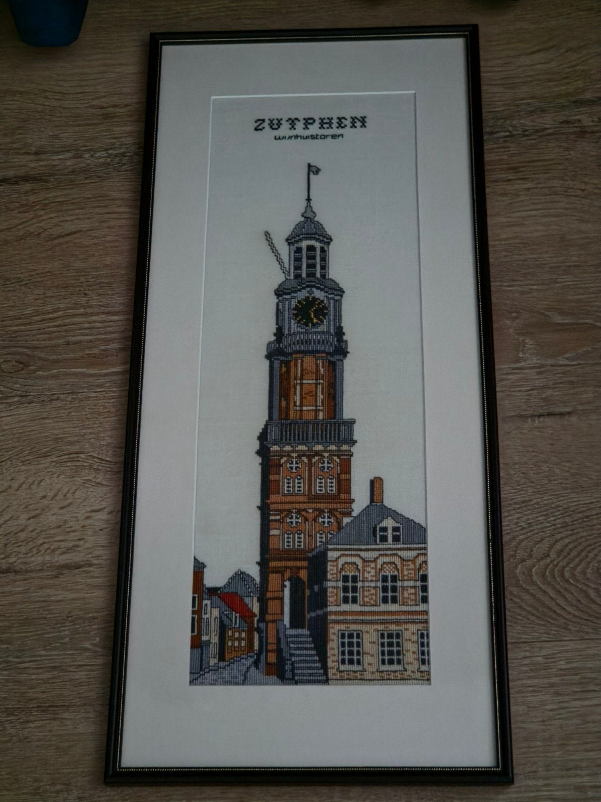 Borduurwerk Zutphen Wijnhuistoren in lijst, Ophalen, 50 – 75, Minder dan 50 cm, Overige typen