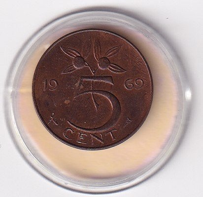 5 Cent 1969 Vis Zeer Fraai met diverse muntkleuren, Postzegels en Munten, Munten | Nederland, Verzenden, Koningin Juliana, 5 cent