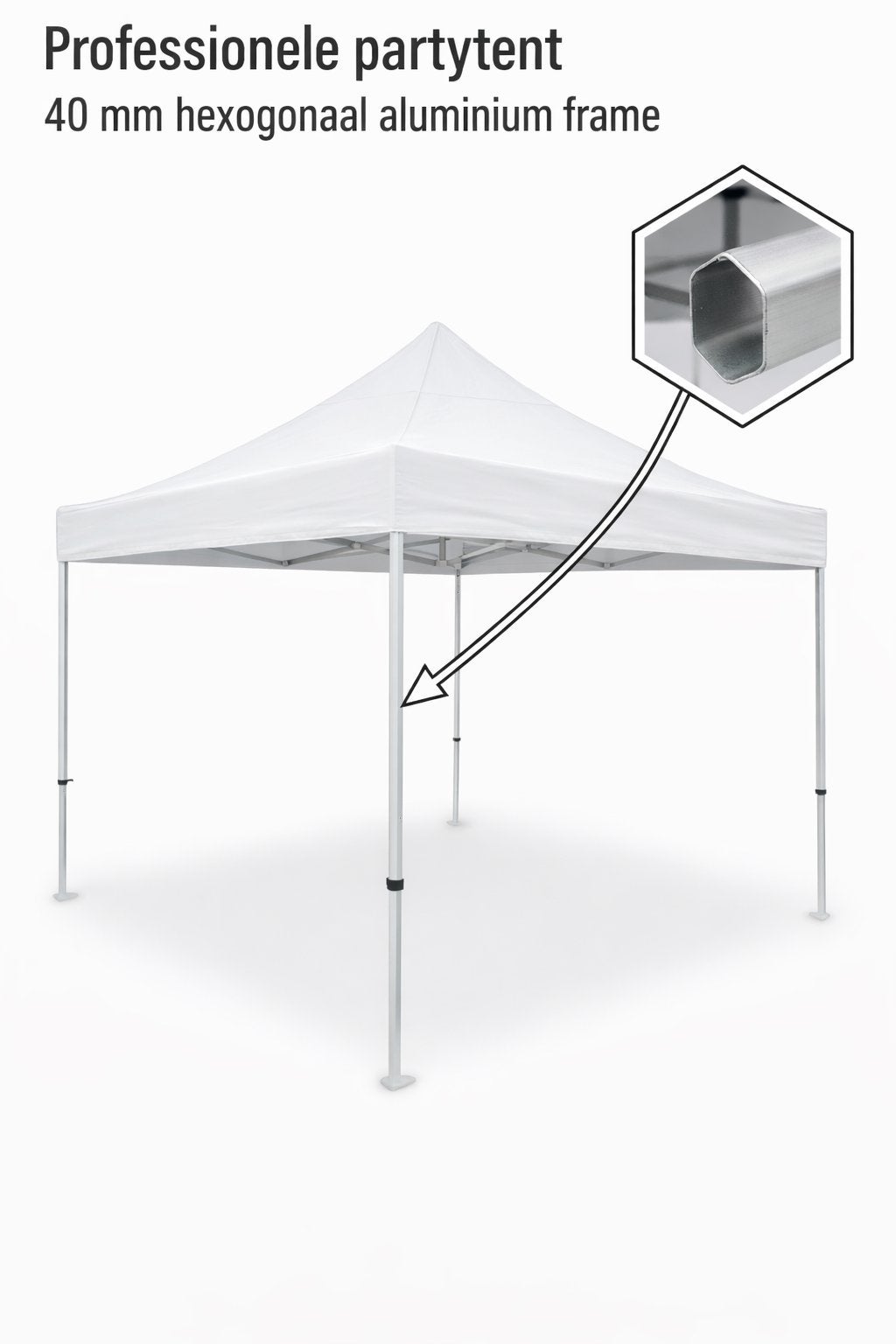 Nieuw! Professionele witte partytent 40 mm alumini hex frame, Tuin en Terras, Partytenten, Tentdiscount, Opvouwbaar, Partytent