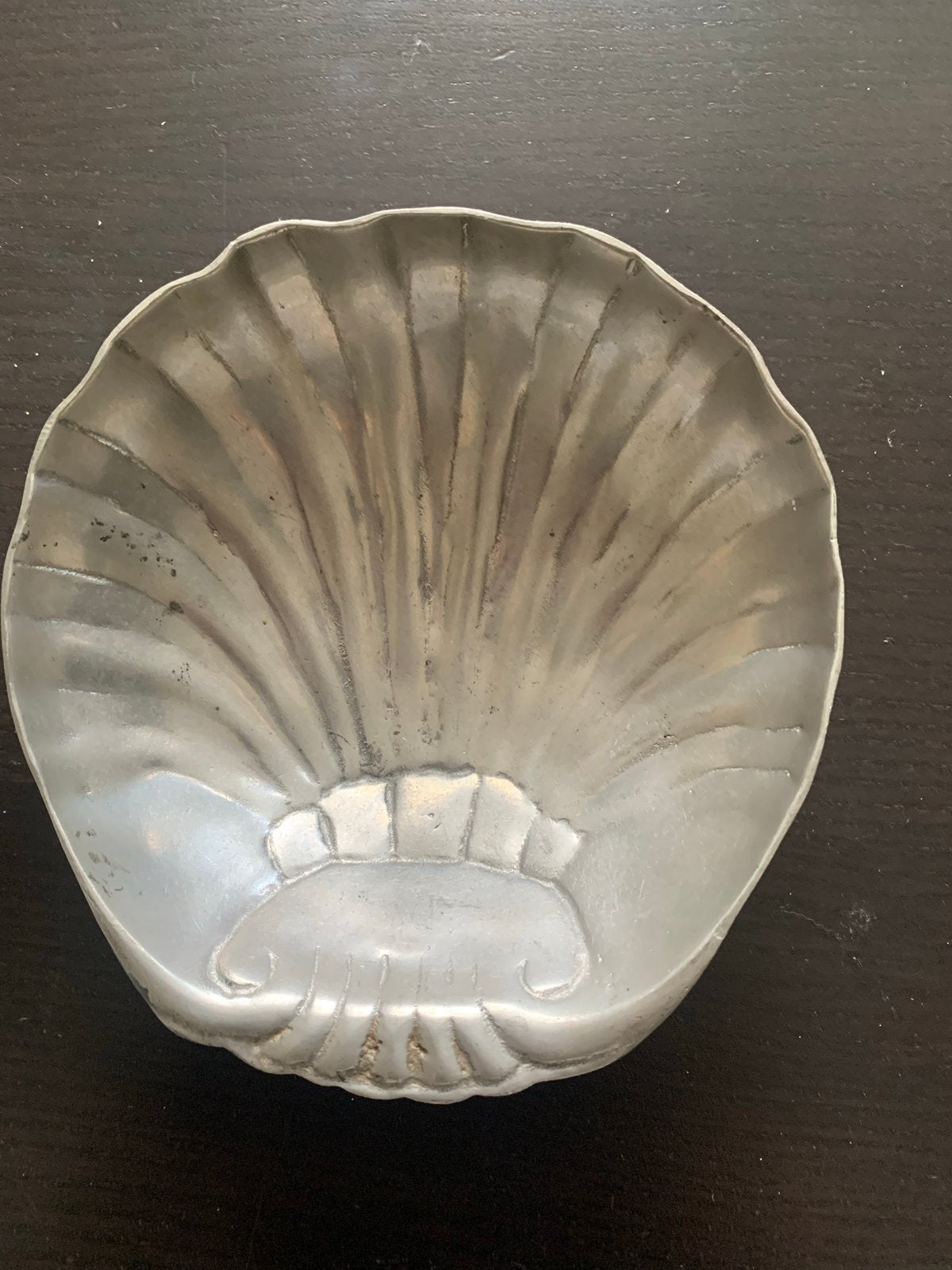 Oud tinnen schaaltje in schelpvorm, Ophalen of Verzenden