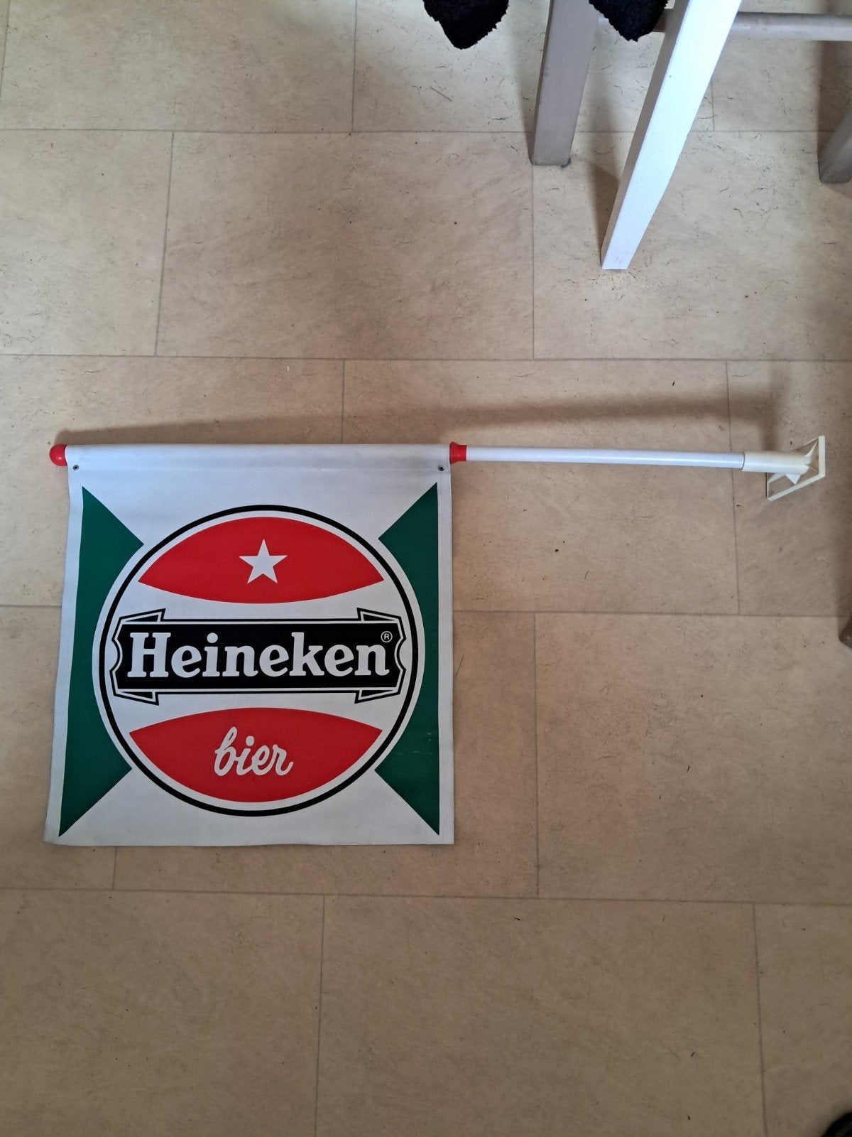 Originele retro vintage Heineken bier vlag met bevestiging, Ophalen of Verzenden, Zo goed als nieuw, Heineken