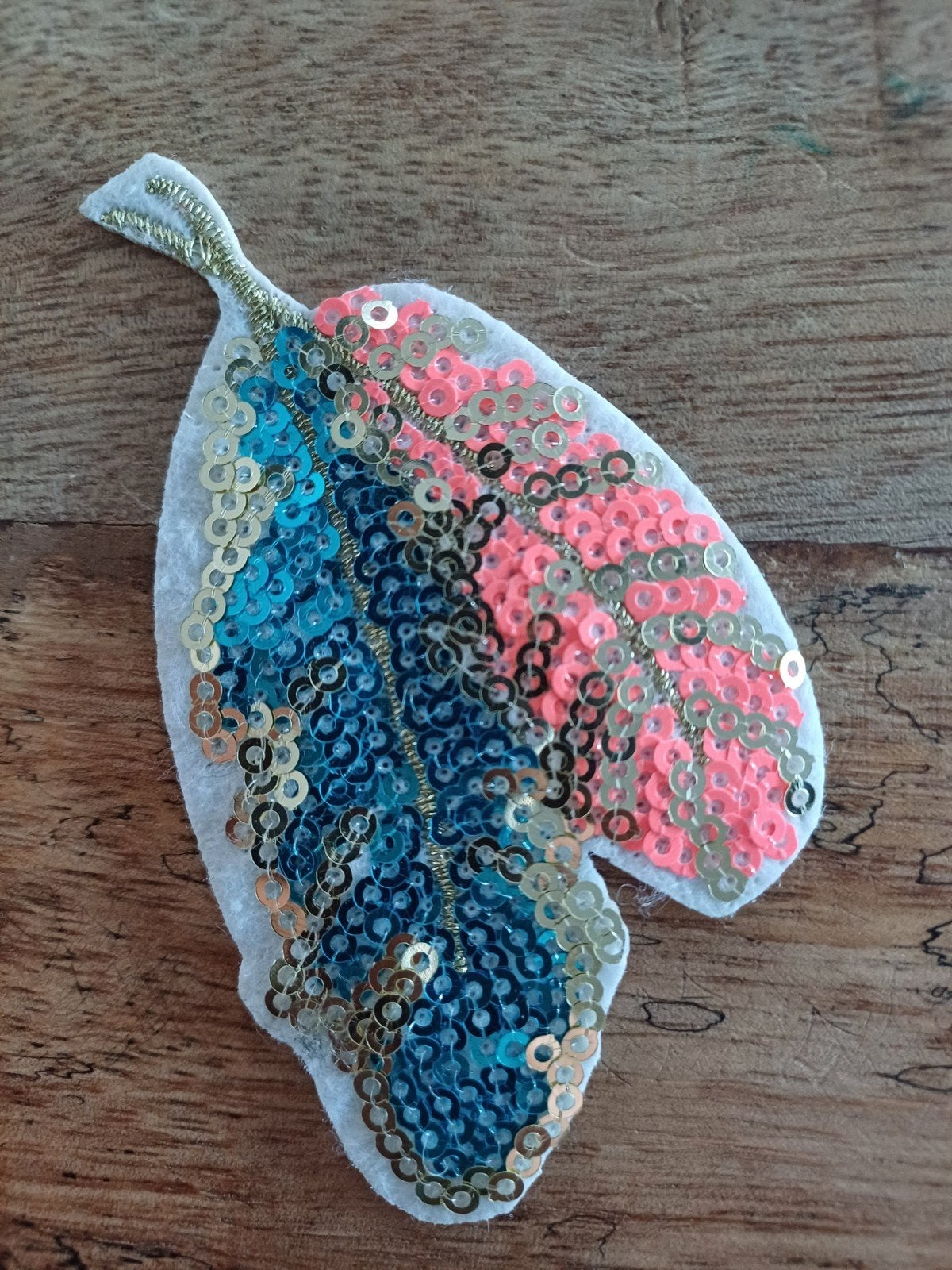 Pailetten Patch Blad - Blauw/Roze, Ophalen of Verzenden, Nieuw, Overige applicaties