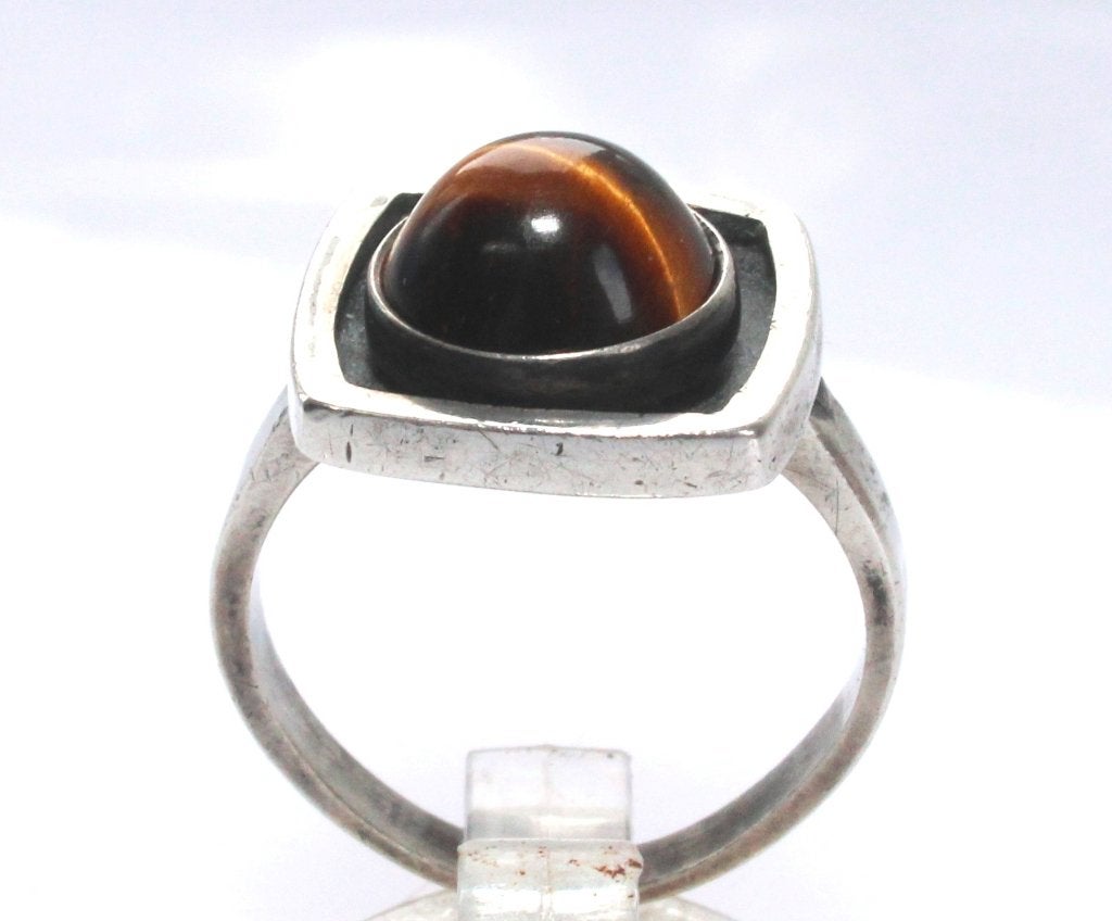 Prachtige Deense 925S Zilver Tijgeroog Ring N.E. From, Ophalen of Verzenden, Zilver, Ring, Met edelsteen