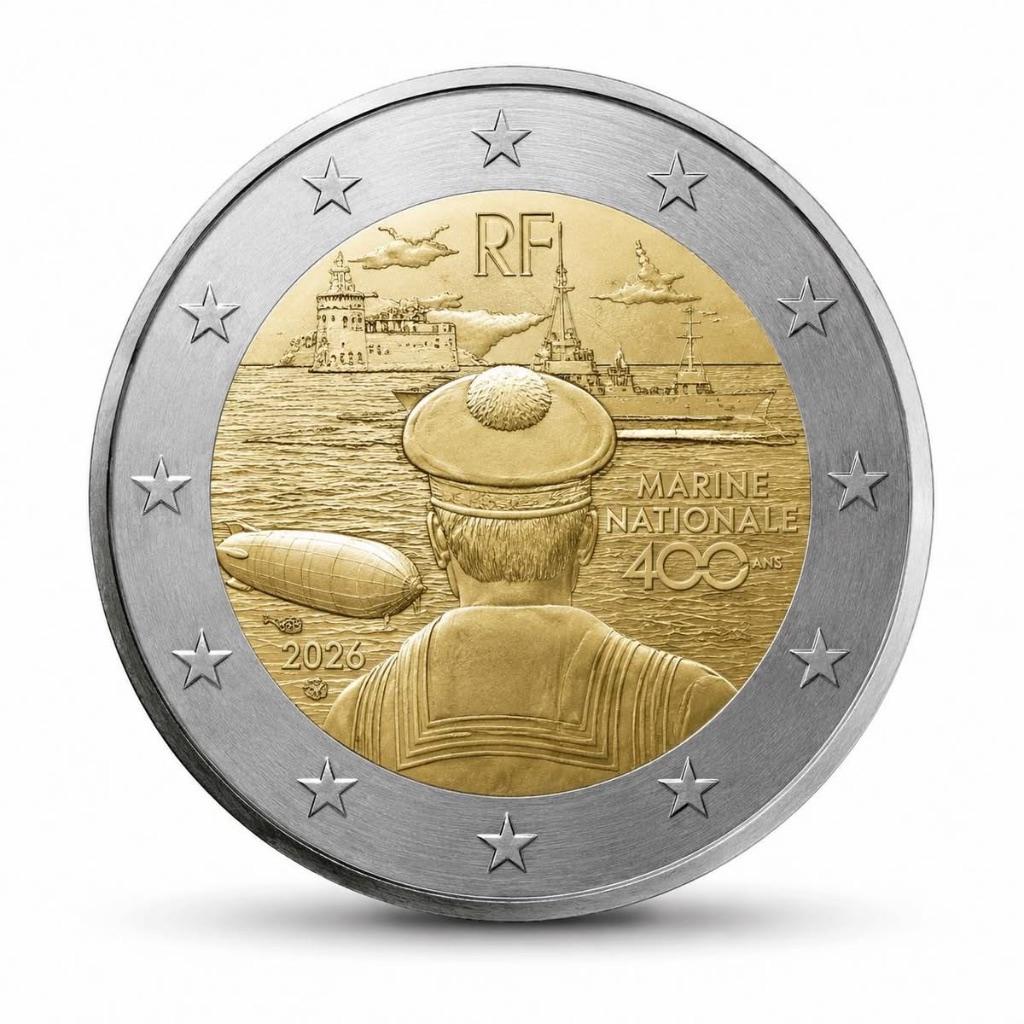 2 euro Frankrijk “400 jaar Franse Marine’’ UNC 2026, Postzegels en Munten, Munten | Europa | Euromunten, Verzenden, Frankrijk