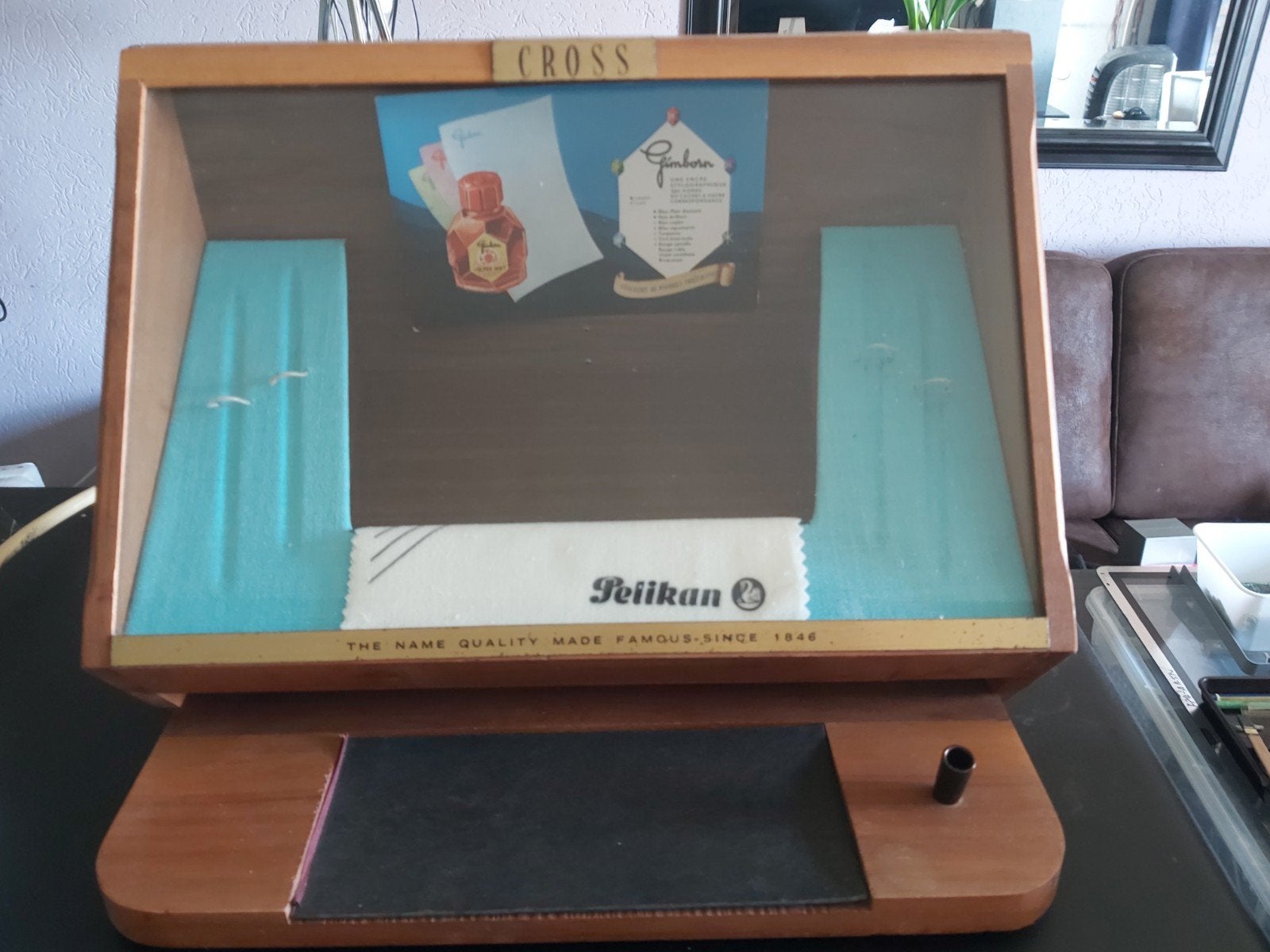 Vintage Cross & Pelikan Display Rek - Houten Vitrine, Ophalen of Verzenden