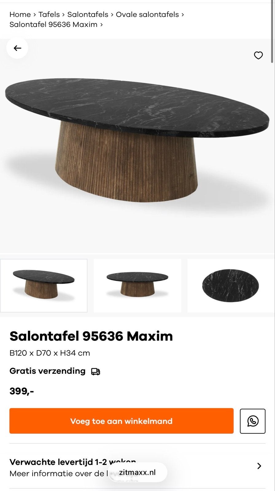 Salontafel Maxim - Goede staat, Ophalen, 100 tot 150 cm, 50 tot 100 cm, Zo goed als nieuw