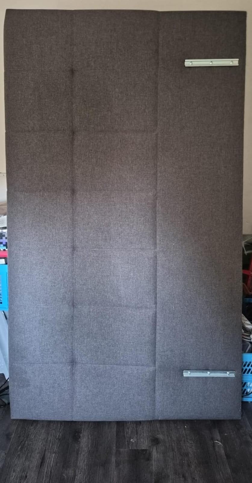 Hoofdbord voor tweepersoonsbed - Grijs stof, Ophalen, Gebruikt, 180 cm, 200 cm