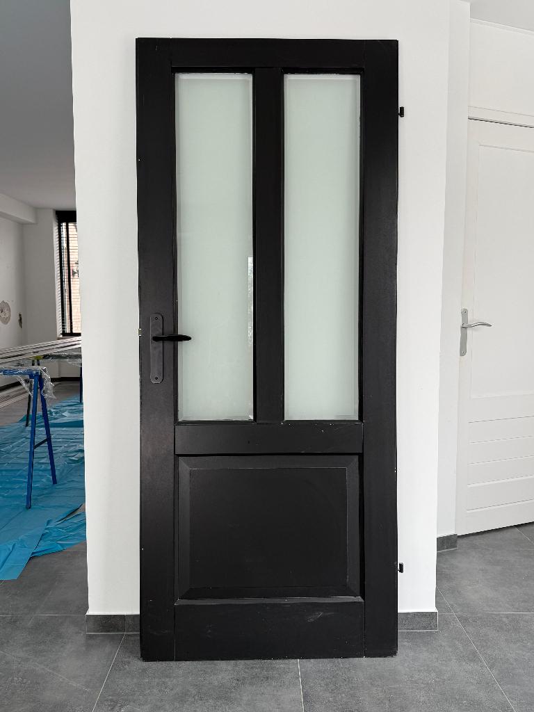 Massief houten opdekdeur deur binnendeur facetgeslepen glas, Huis en Inrichting, Ophalen, Gebruikt, ., .