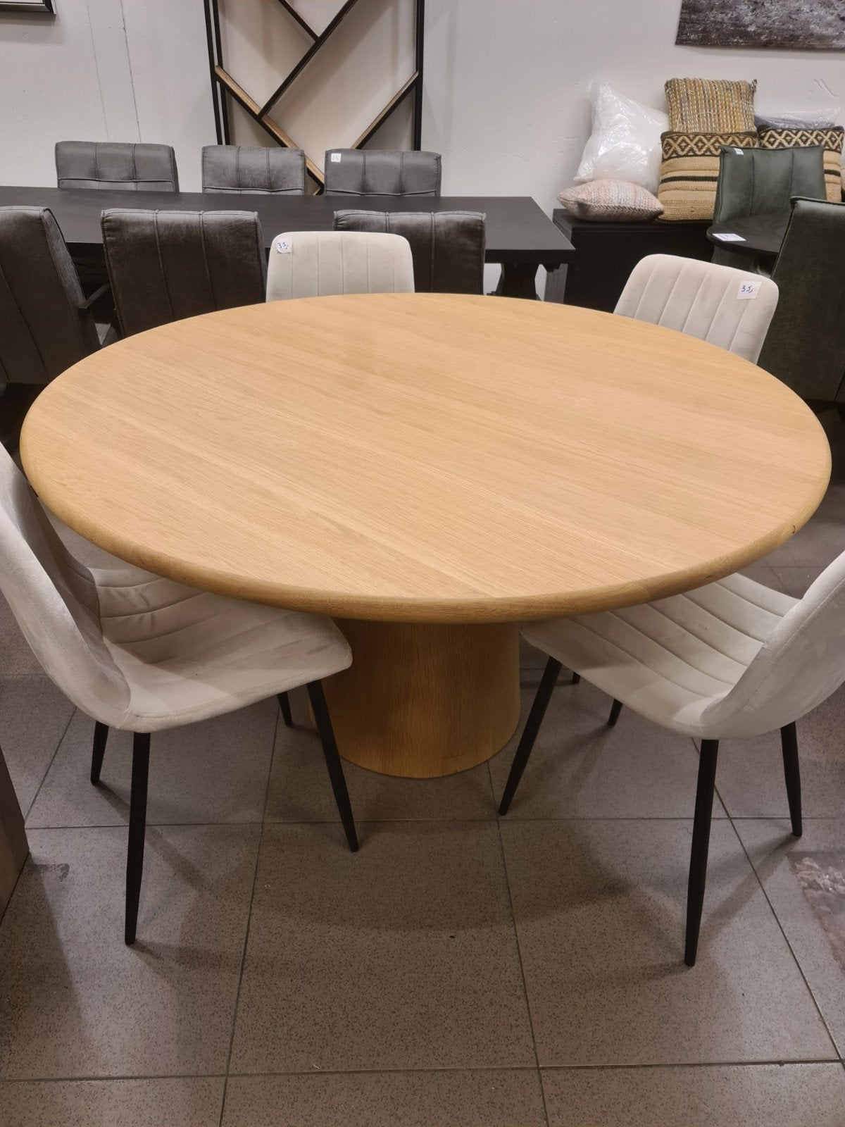 Nieuwe Richmond Oakley eettafel rond 140cm eikenhout €495, Ophalen, Hout, ., Nieuw