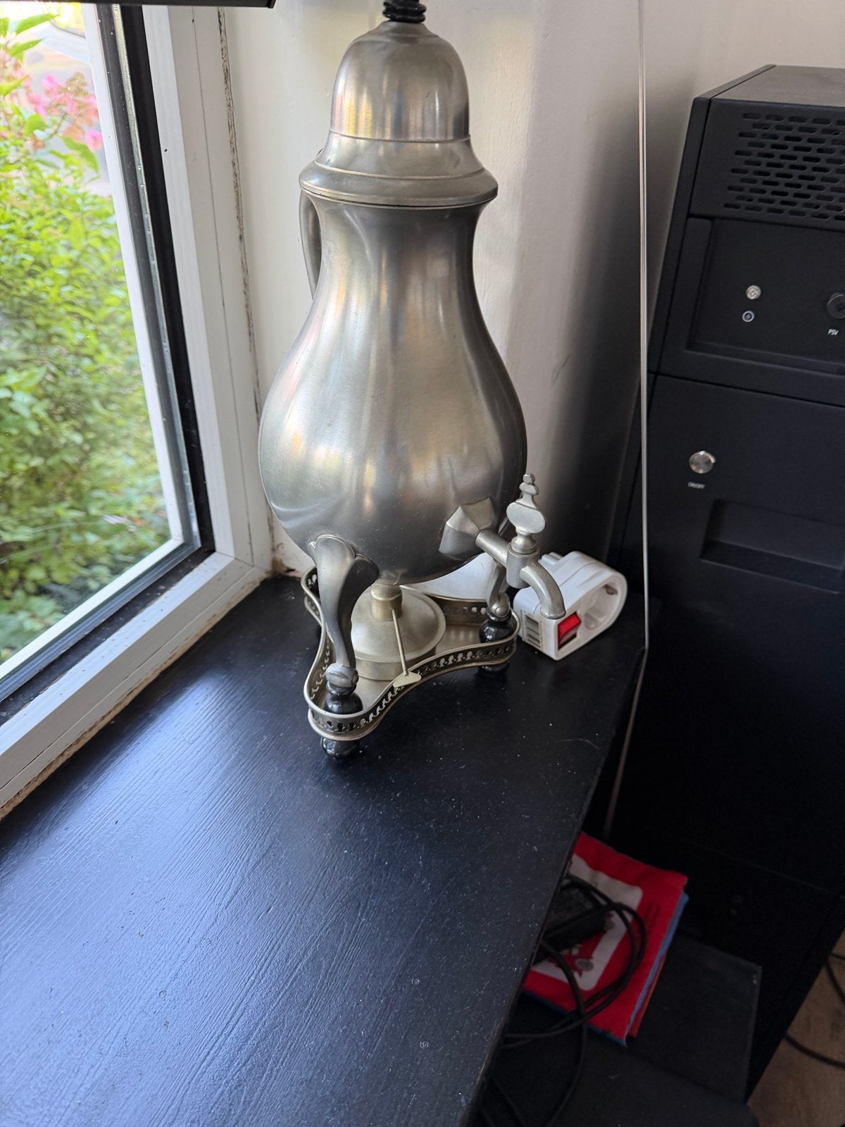 Antieke tinnen koffie- of theekan met kraantje, Antiek en Kunst, Ophalen of Verzenden