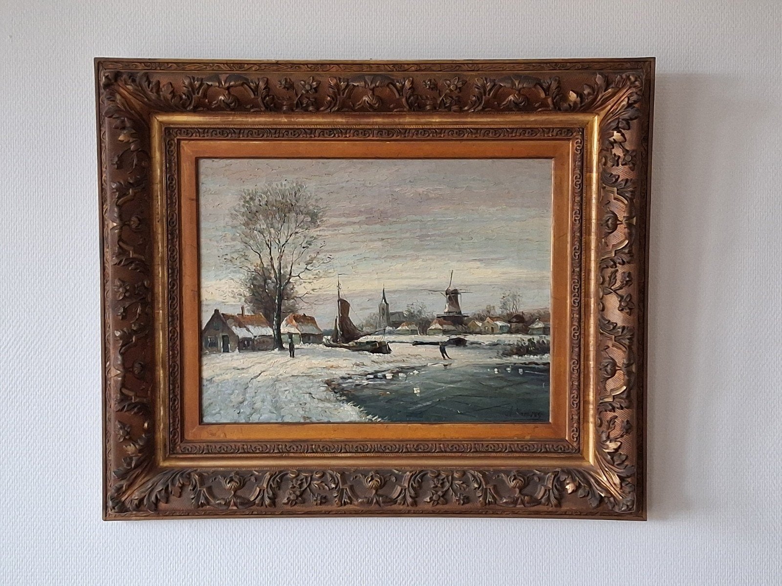 Schilderij klassiek winterlandschap A. Mertens, Antiek en Kunst, Ophalen