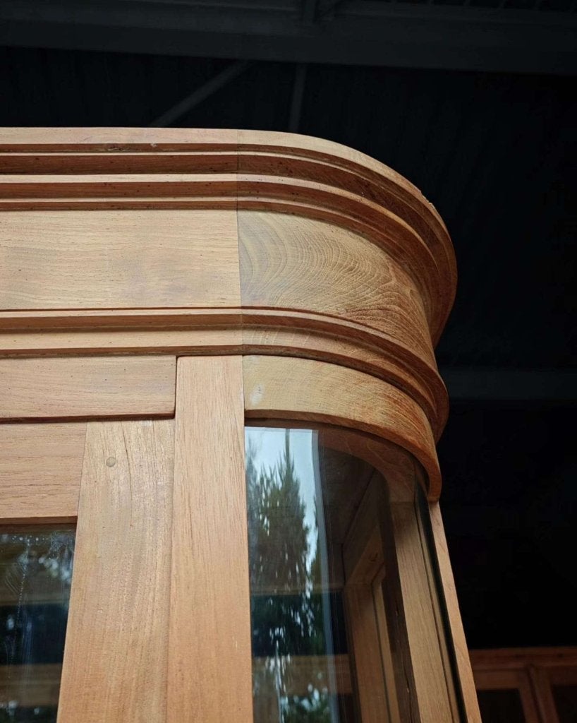 Halfronde antieke winkelvitrine | Museumkast | roomdivider, Huis en Inrichting, Kasten | Buffetkasten, Glas, Gebruikt, Met deur(en)