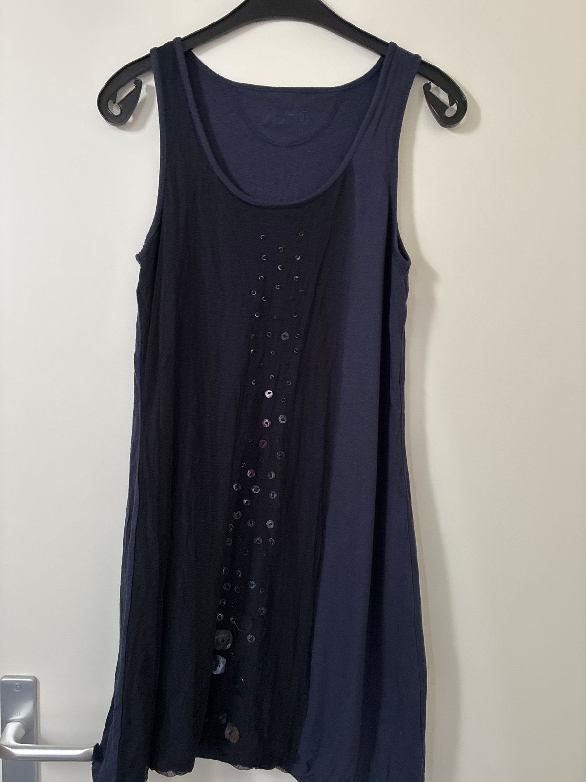 Mooi Just B jurkje met gaas en details - Maat L, Kleding | Dames, Jurken, Blauw, Maat 42/44 (L), Ophalen of Verzenden, Gedragen