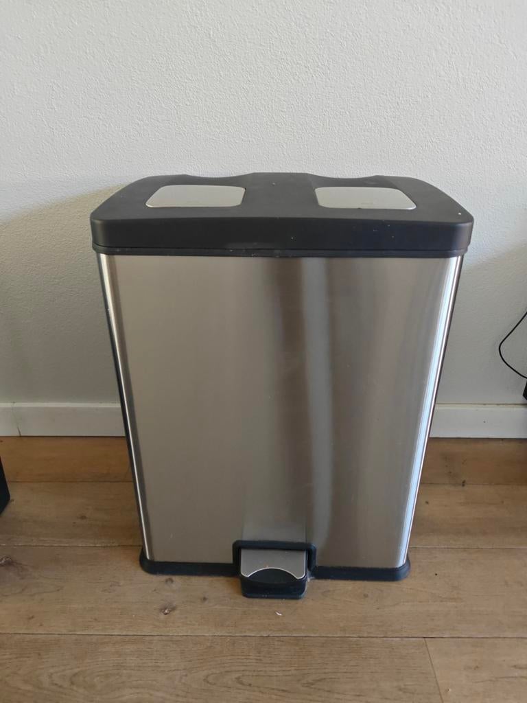 Eko dubbele prullenbak RVS - 2x 20L - Softclose, Ophalen