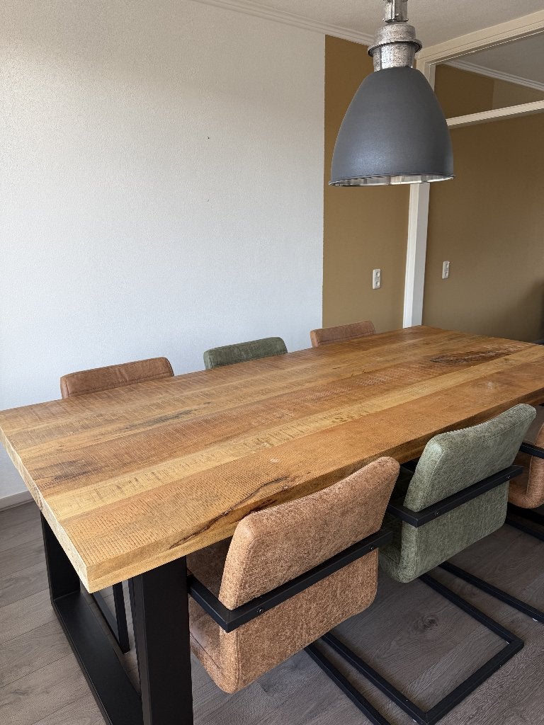 Mangohouten eettafel Brix – 220  100 cm, Ophalen, 100 tot 150 cm, 200 cm of meer, Zo goed als nieuw