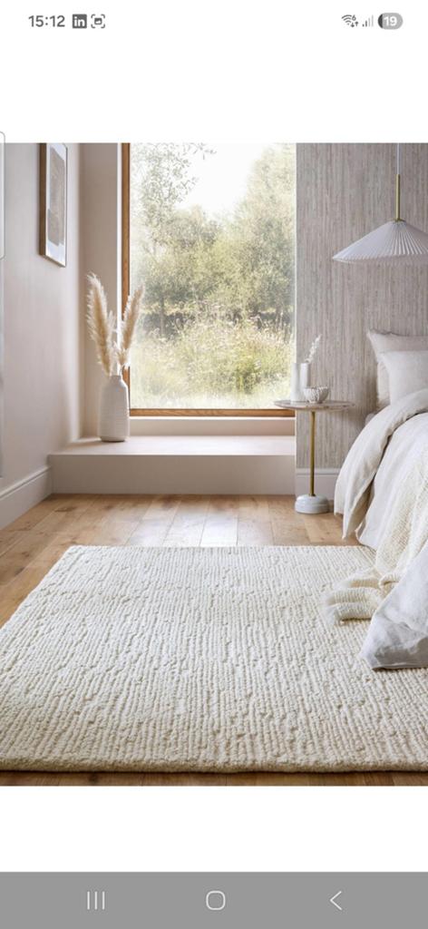 Hoogpolig wollen vloerkleed - crème - 290x200 cm, Huis en Inrichting, Stoffering | Tapijten en Kleden, Modern, Scandinavisch, 150 tot 200 cm
