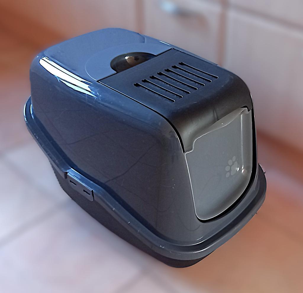 Peewee Ecohus kattenbak - zwart/antraciet -56x39x38.5 cm, Ophalen, Gesloten