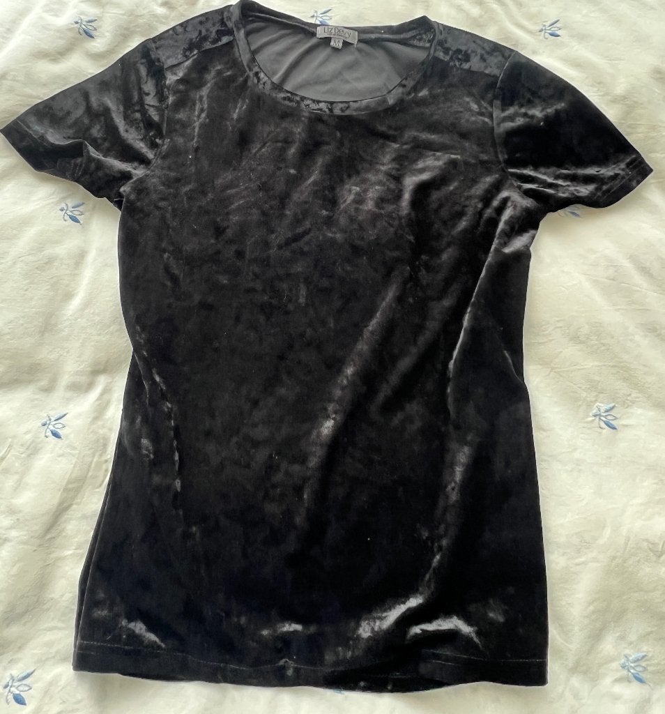 Liz Devy velours fluwelen zwarte top nieuw  M, Kleding | Dames, Maat 38/40 (M), Liz Devy, Zwart, Nieuw