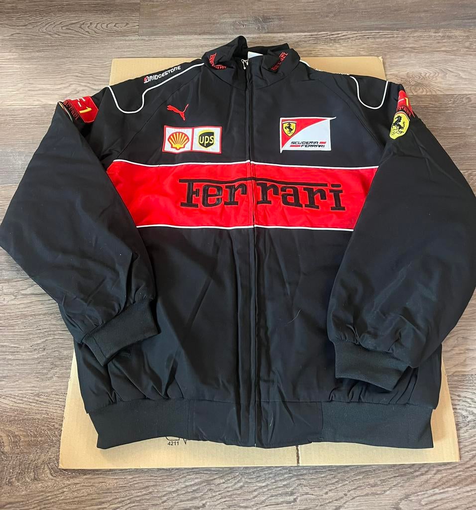 Ferrari Racing jas (maat XXL) – black vintage stijl, Verzenden, Zo goed als nieuw, Overige maten, Zwart