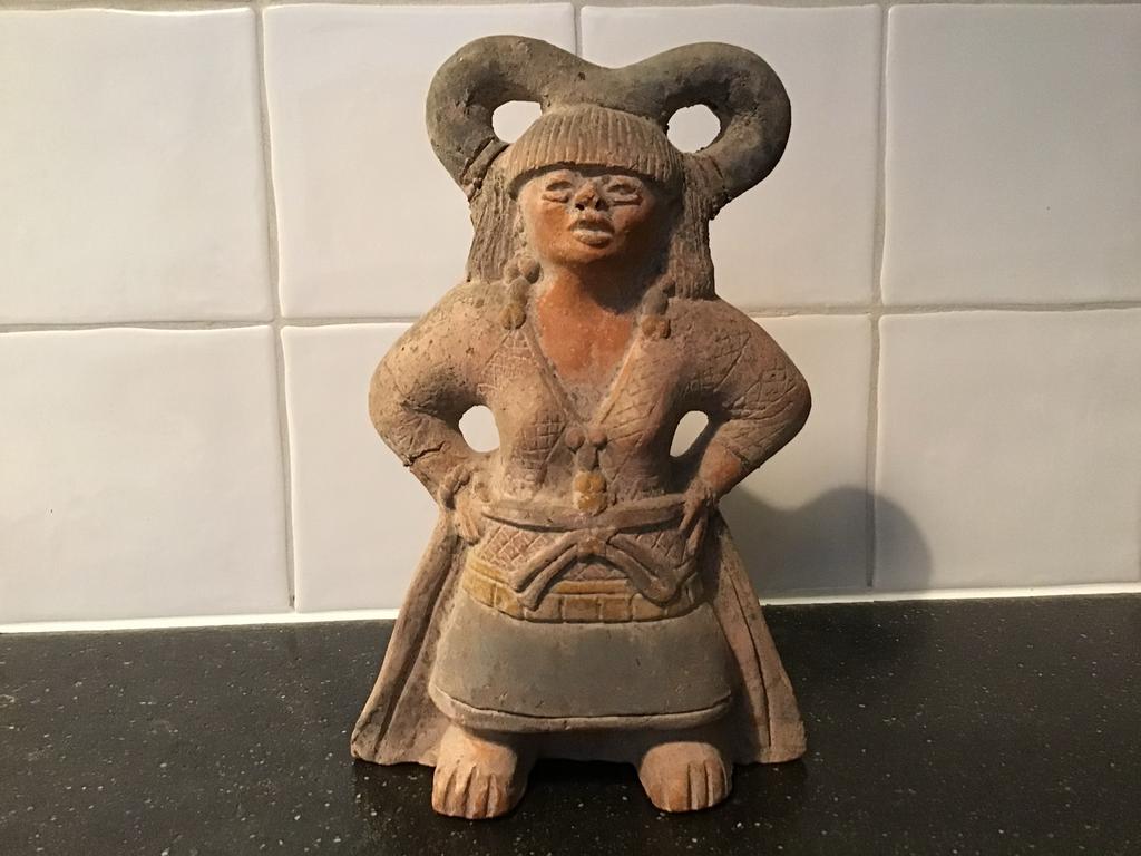 Oud Terracotta Maya Azteken Beeld - Uniek Decoratiestuk, Ophalen of Verzenden