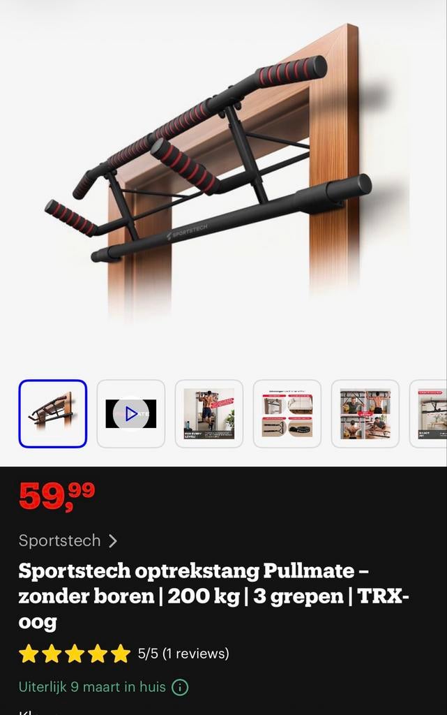 Optrek pullup stang - nieuw, Ophalen, Zo goed als nieuw, Armen, Oprekstang