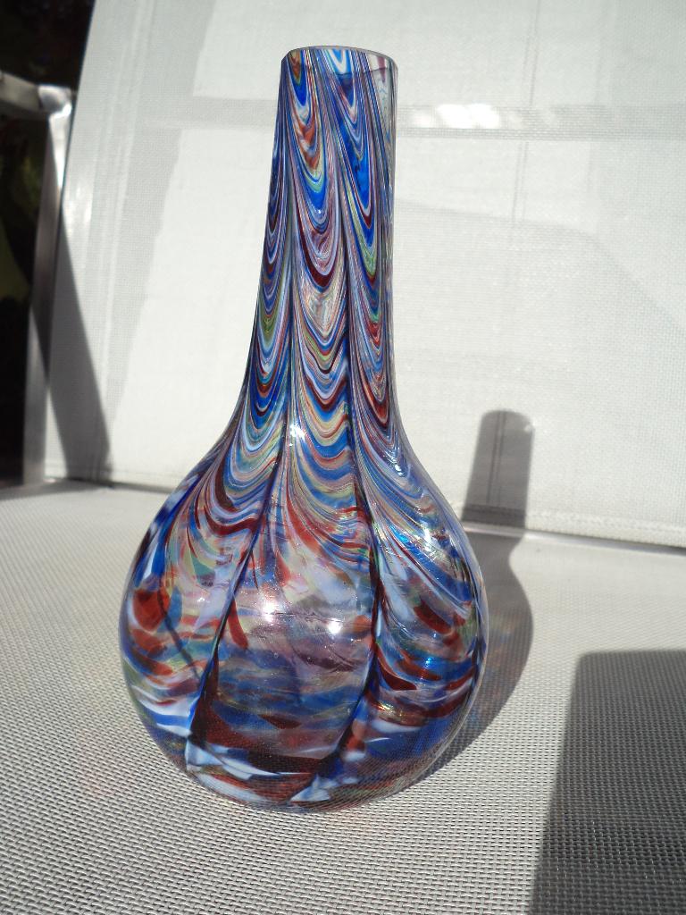 MID-CENTURY Italiaanse vaas Murano glas kleurpigment insmelt, Antiek en Kunst, Ophalen of Verzenden