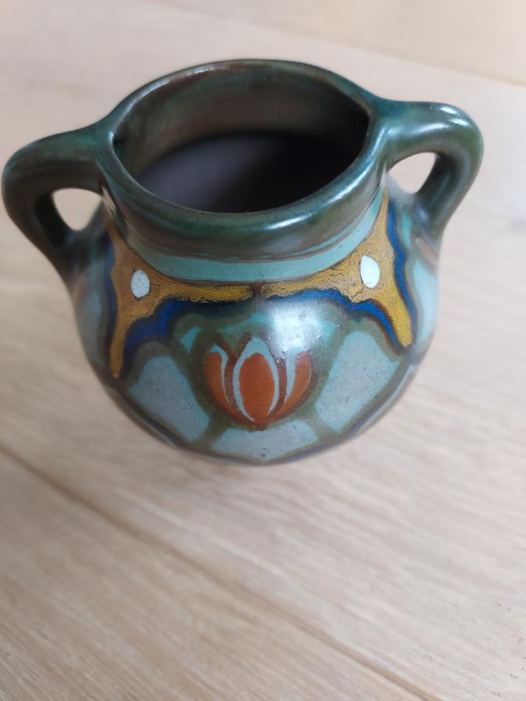 Gouds Aardewerk Vaasje - Hollands Plateel, Antiek en Kunst, Ophalen of Verzenden