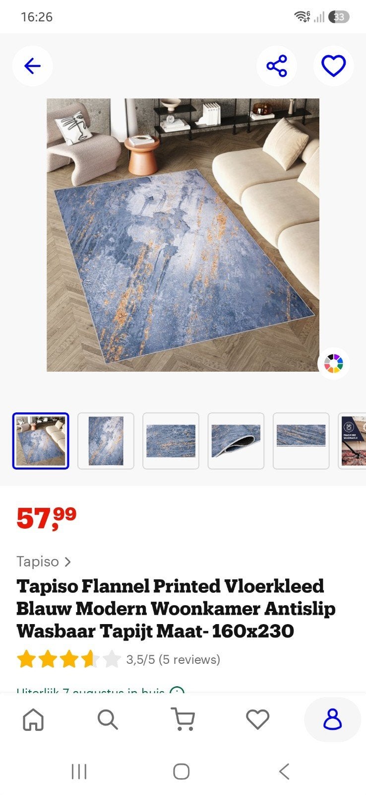 vloerkleed, Ophalen, Blauw, 150 tot 200 cm, 200 cm of meer