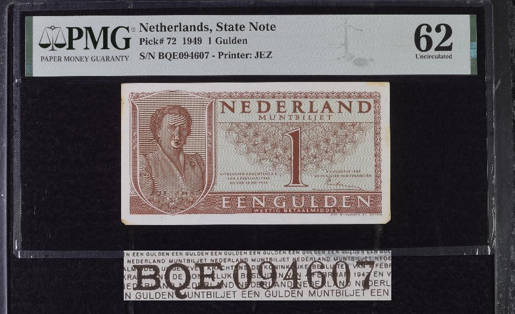Zeldzame BQE-serie biljet 1 gulden Juliana, 1949 | PMG, Ophalen of Verzenden, 25 gulden