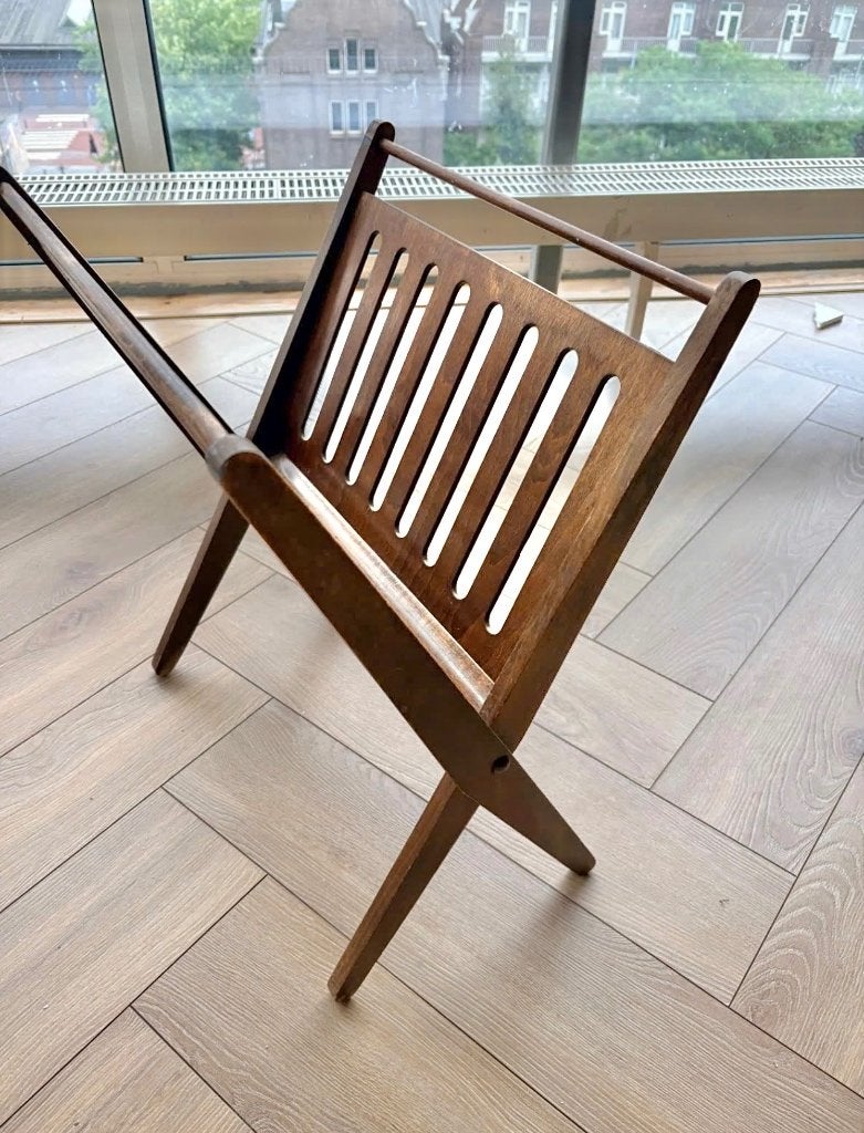 Vintage houten lectuurbak / tijdschriftenrek, Huis en Inrichting, Woonaccessoires | Krantenbakken en Lectuurbakken, Ophalen, Gebruikt