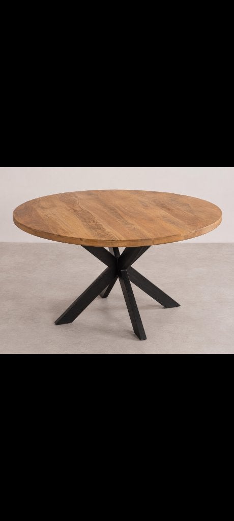 Eet tafel en twee salon tafels als set., Huis en Inrichting, Tafels | Eettafels, Ophalen, Gebruikt, Rond, Overige houtsoorten