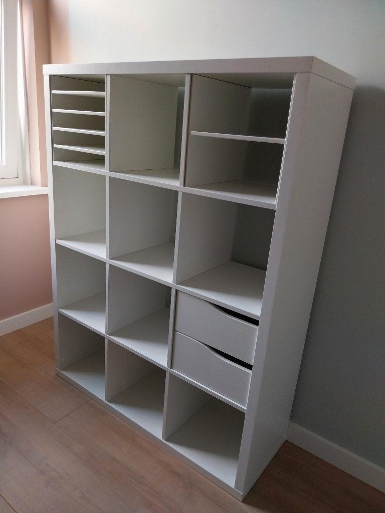 Ikea vakkenkast Kallax wit - 12 vakken, Ophalen, Met plank(en), Gebruikt, 100 tot 150 cm