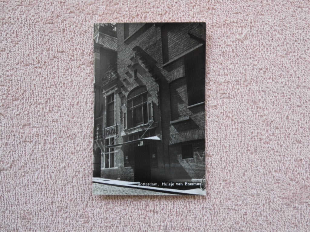 Oude Ansichtkaart Rotterdam: Huisje van Erasmus, Ophalen of Verzenden, 1940 tot 1960, Ongelopen, Zuid-Holland