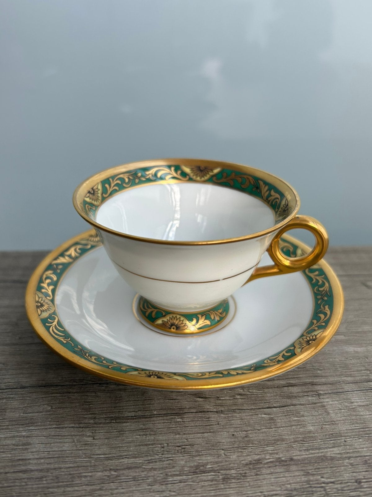 Chique antieke kop & schotel Schumann Bavaria goud ~1920, Ophalen of Verzenden