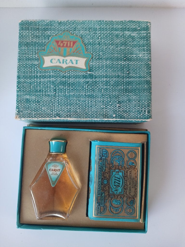 RARITEIT !!! Coffret 4711 CARAT jaren 50 met eau de cologne, Verzamelen, Verzenden, Nieuw, Parfumfles, Gevuld