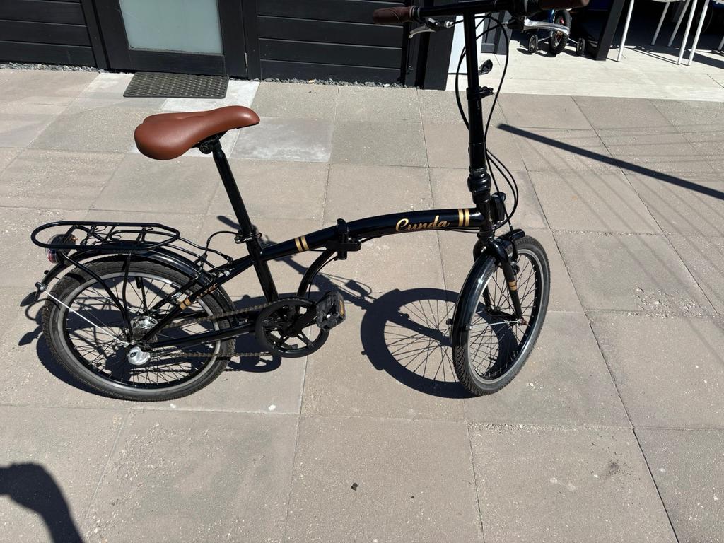 Cunda Opvouwbare Campingfiets Zwart Gold 20 inch 3 versn., Fietsen en Brommers, Fietsen | Vouwfietsen, 20 inch of meer, Heren