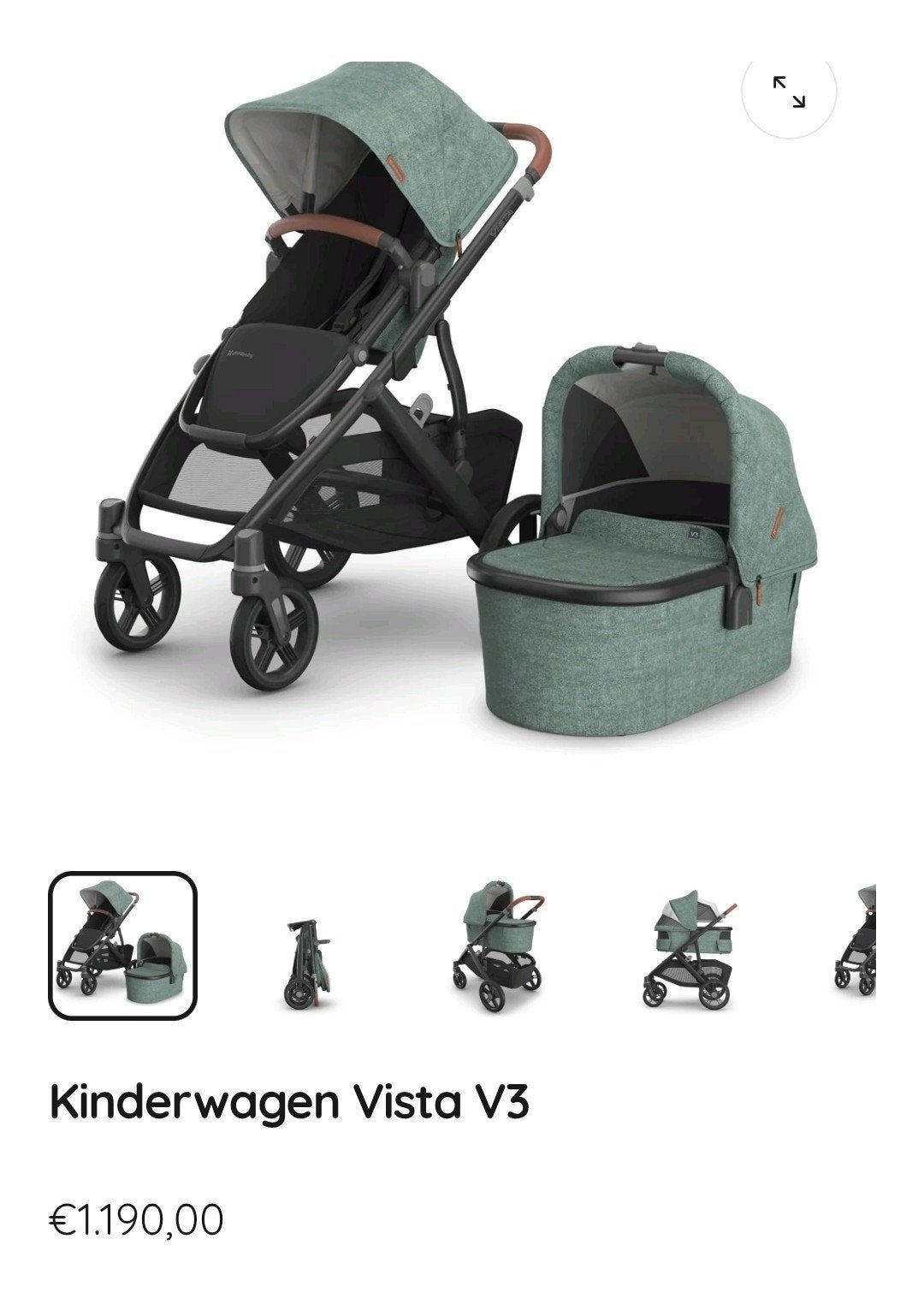 UPPAbaby Vista V3 Kinderwagen met reiswieg en accessoires, Zo goed als nieuw, Combiwagen, Met reiswieg, Ophalen