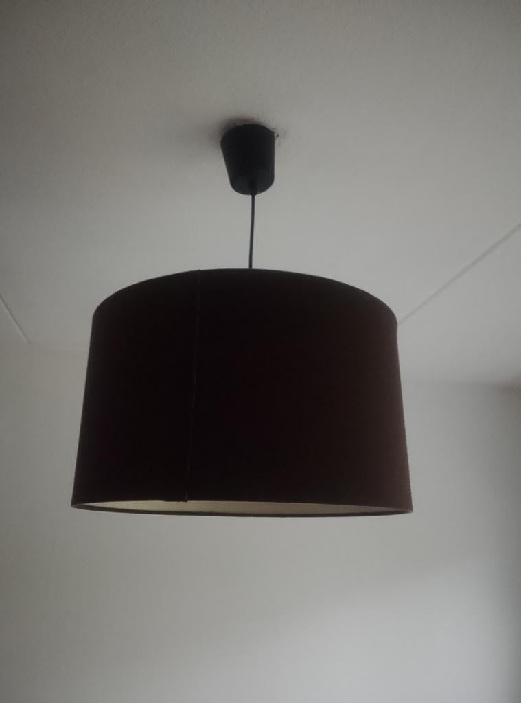 Zwarte hanglamp met stoffen kap, Ophalen of Verzenden, Gebruikt, Stof, Minder dan 50 cm