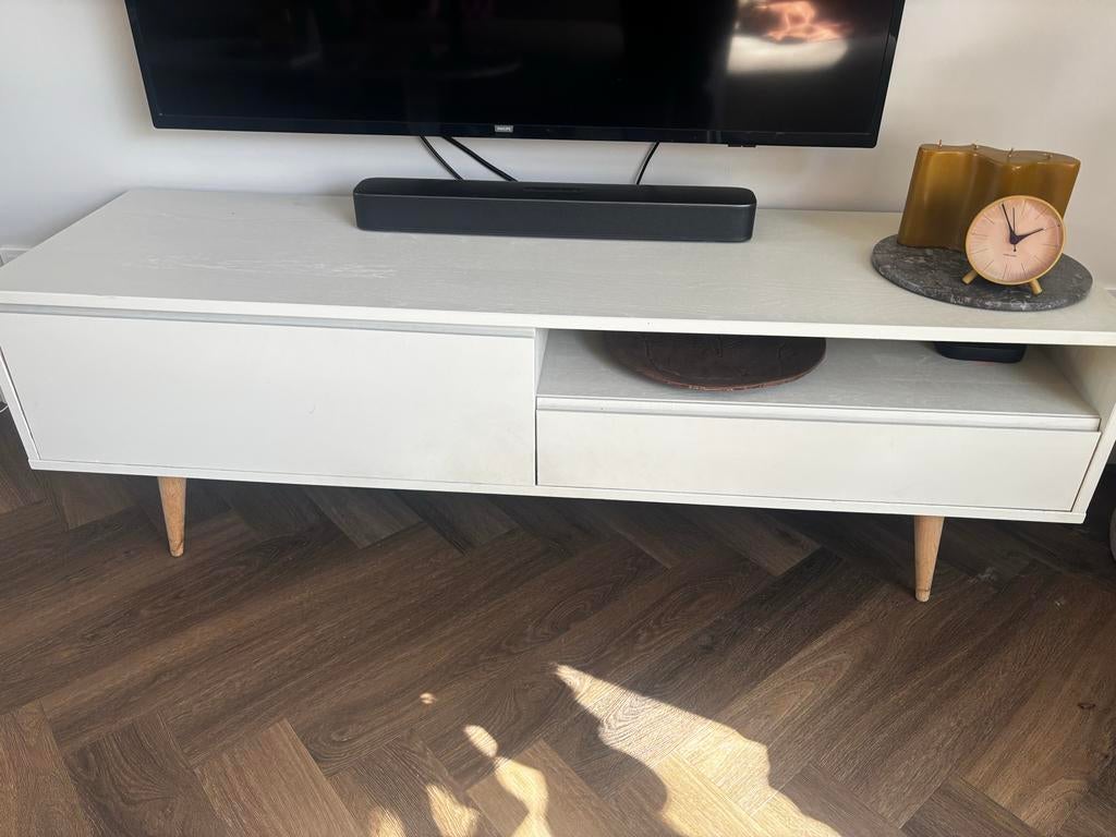 Tv meubel beige / eiken, Ophalen, Gebruikt, 100 tot 150 cm, Eikenhout