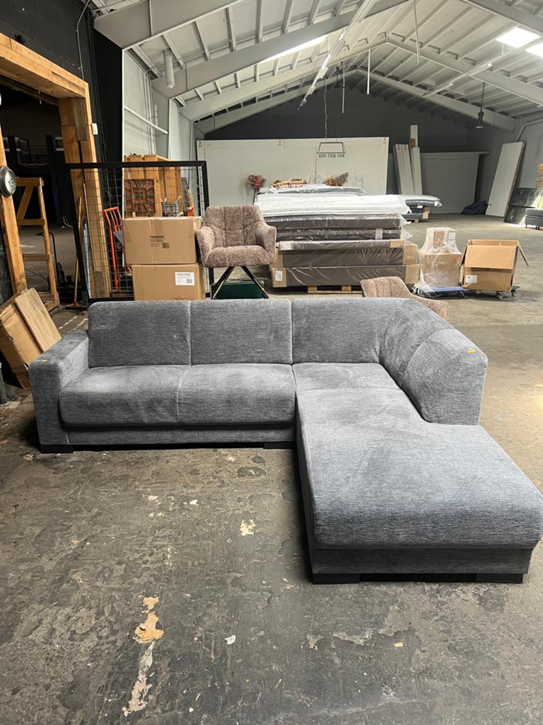 Luxe Hoekbank / Loungebank 260x220 cm – Grijs, 250 tot 300 cm, Hoekbank, Ophalen of Verzenden, Zo goed als nieuw