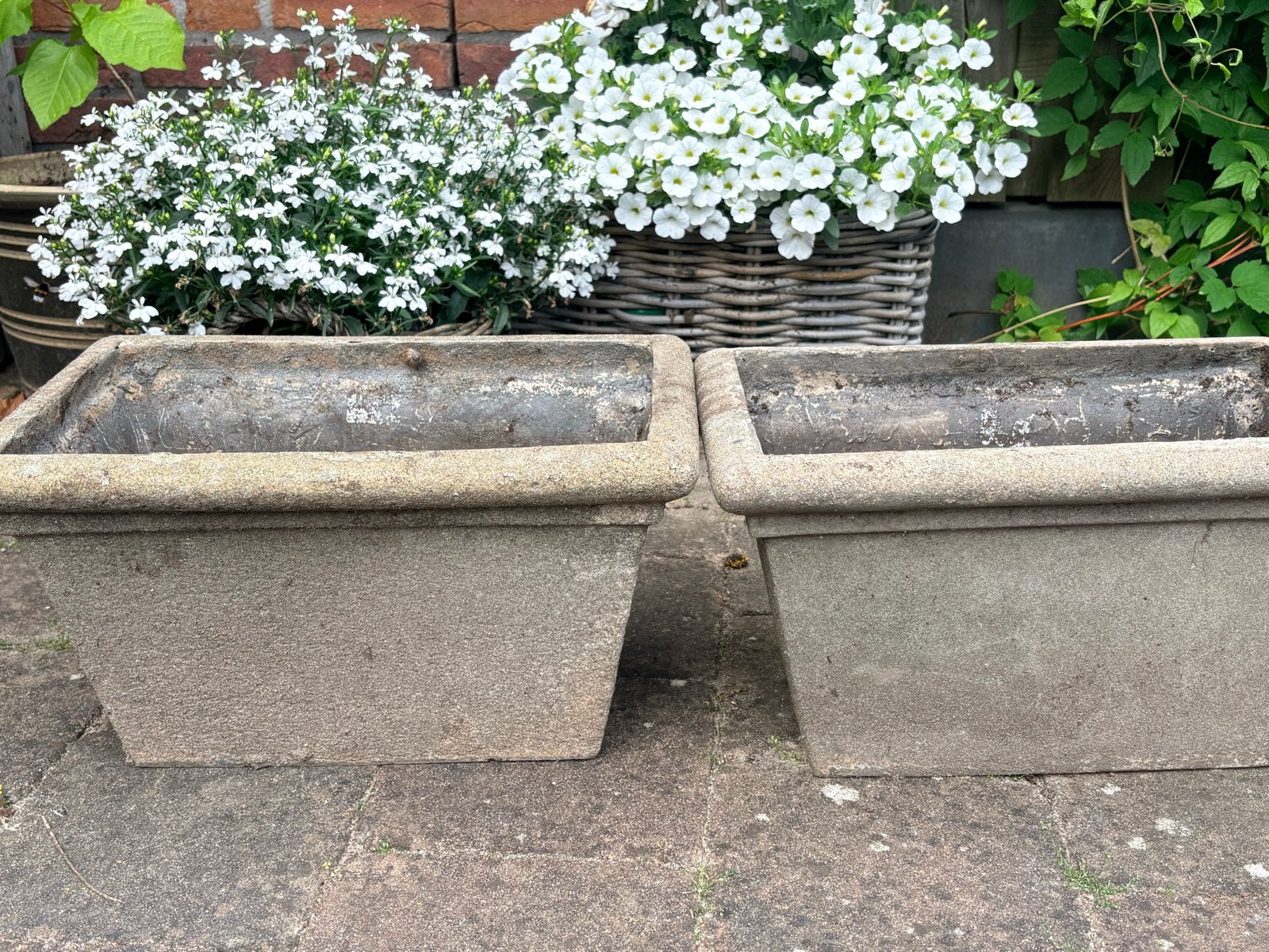 Planten- of bloembakken met betonlook (kunststof), Ophalen, Kunststof, Gebruikt, Minder dan 30 cm