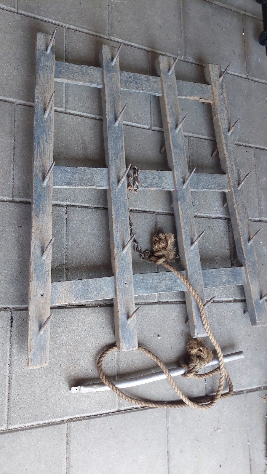 Oude houten eg, landbouw gereedschap ,decoratie, Ophalen