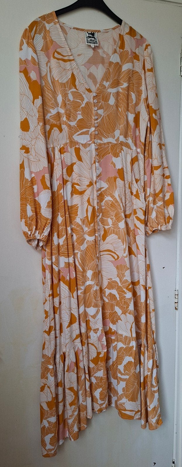 Lange viscose jurk, maat 40 ( L), Ophalen of Verzenden, Zo goed als nieuw, Onder de knie, Jaase