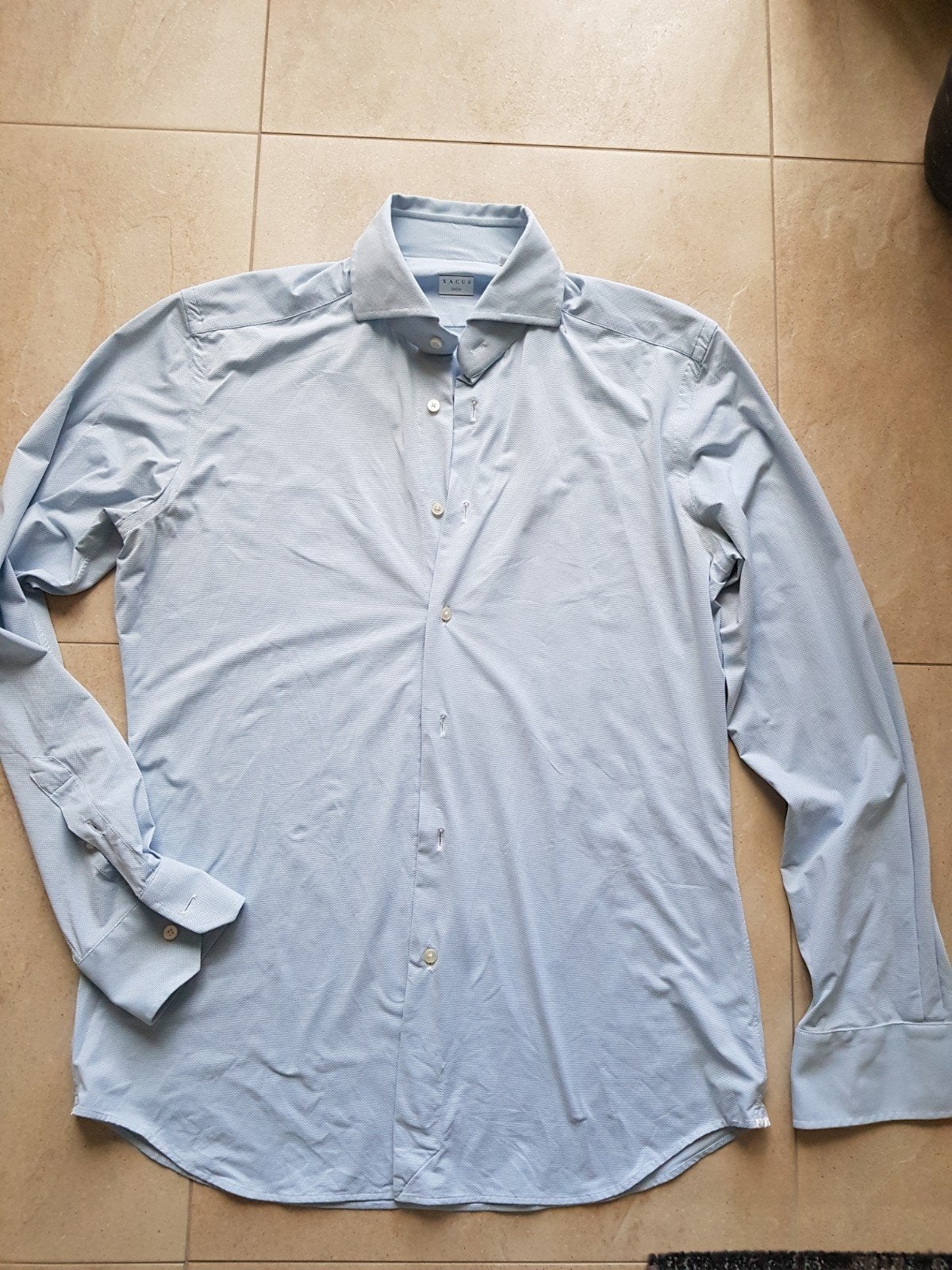 xacus stretch overhemd 39, Ophalen of Verzenden, Zo goed als nieuw, Blauw, Halswijdte 39/40 (M)